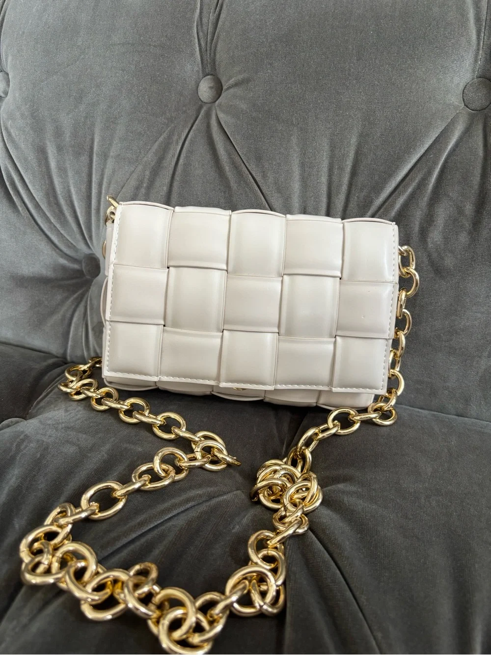 Woven Padded Clutch in Soft Cream